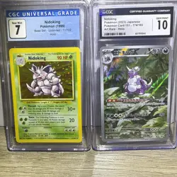Pokemon Nidoking Combo! Base Set Holo 11/102 NM CGC 7 & 174/165 Gem Mint CGC 10 - Image 1