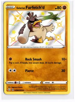 2021 TCG Pokemon #SV063/SV122 Galarian Farfetch'd Holo Shining Fates Shiny Vault - Image 1