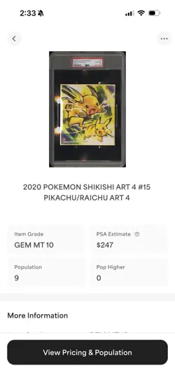 POP 9!! PSA 10 Pikachu Raichu Art 4 Shikishi Art Board Pokemon *see Description - Image 4