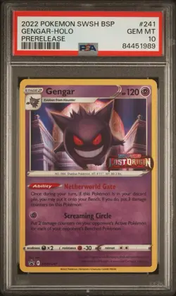 2022 POKEMON SWSH BLACK STAR PROMO | PRERELEASE GENGAR-HOLO 241 PSA 10 GEM MT - Image 1