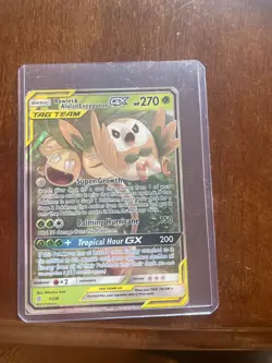 Rowlet & Alolan Exeggutor GX 1/236 TAG TEAM – Cosmic Eclipse – LP Pokemon Card - Image 1