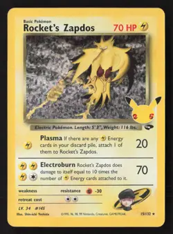 Rocket's Zapdos Classic Collection Holo CCC 15/132 NM Pokemon TCG - Image 1