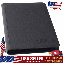 9-Pocket Zip Card Binder – 540 Double-Sided PU Album for MTG, TCG, Sports (Black - Image 1