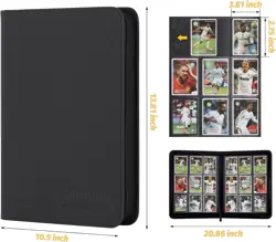 9-Pocket Zip Card Binder – 540 Double-Sided PU Album for MTG, TCG, Sports (Black - Image 3
