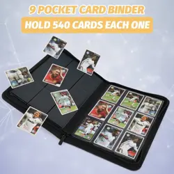 9-Pocket Zip Card Binder – 540 Double-Sided PU Album for MTG, TCG, Sports (Black - Image 5
