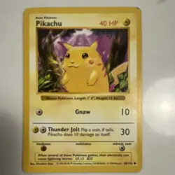 Pokemon TCG Pikachu Red Cheeks Base Set Shadowless 058/102 40 HP Common Regular - Image 1