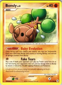 Bonsly 71/130 Diamond and Pearl Pokemon TCG NM Normal - Image 1
