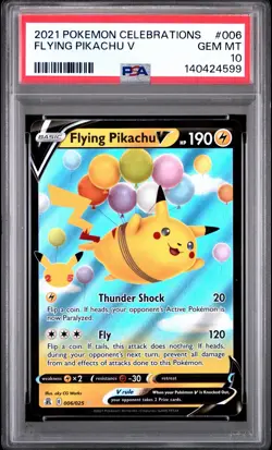 2021 POKEMON CELEBRATIONS #006 FLYING PIKACHU V PSA 10 - Image 1