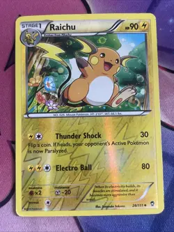 Raichu 28/111 Reverse Holo Pokemon Card XY Furious Fists 2014 Uncommon - Image 1