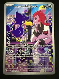 Team Rocket’s Murkrow 200/182 Illustration Rare Pokemon Card SV TCG Holo NM - Image 1