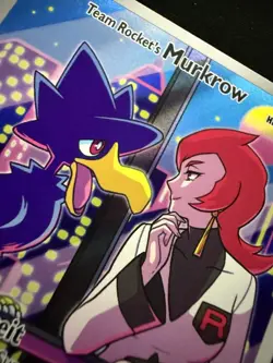 Team Rocket’s Murkrow 200/182 Illustration Rare Pokemon Card SV TCG Holo NM - Image 4