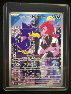 Team Rocket’s Murkrow 200/182 Illustration Rare Pokemon Card SV TCG Holo NM - Image 5