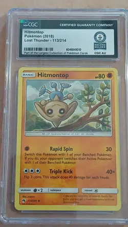 Wolde Record 1 of 1 Pokemon TCG Hitmontop 113/214 Lost Thunder CGC Card 2018 - Image 1