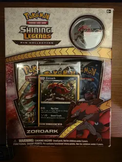 Shining Legends Zoroark Pin Collection Box Promo Card Booster Packs Pin - Image 1