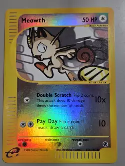 Pokemon Base Set Expedition #121/165 Reverse Holo MEOWTH --never played-- - Image 1