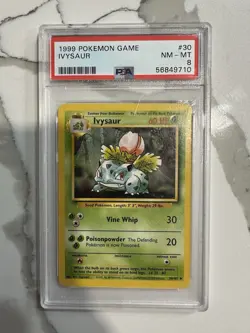 Pokemon Ivysaur Base Set 30/102 Uncommon PSA 8 1999 English - Image 1