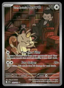 Pokemon Cards Team Rocket's Meowth 203/182 Destined Rivals Illustration Rare NM - Image 1