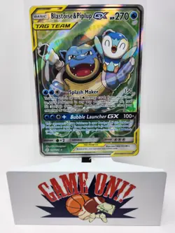 Pokemon Blastoise & Piplup GX Alternate Full Art 215/236 SM Cosmic Eclipse HP sc - Image 1