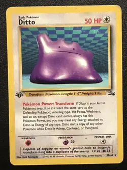 Pokemon TCG Fossil Ditto 18/62 1st Edition Non-Holo Rare MP - Image 1