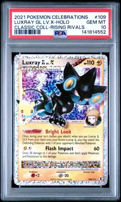 2021 Pokemon Celebrations Luxray GL LV.X Classic Collection Holo #109/111 PSA 10 - Image 1