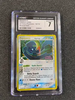 Pokemon Rayquaza, Reverse Holo, EX Holon Phantoms 16/110, CGC 7, NM 2006 TCG - Image 1