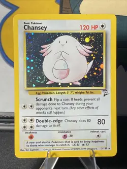 Pokemon TCG Chansey 003/130 Base Set 2 Holo Rare Vintage 2000 WOTC SWIRL!! - Image 1