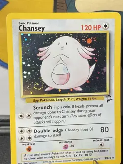 Pokemon TCG Chansey 003/130 Base Set 2 Holo Rare Vintage 2000 WOTC SWIRL!! - Image 3