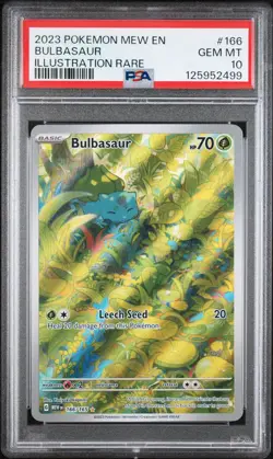 💎 PSA GEM MINT 10 💎 2023 Pokemon Mew en Bulbasaur Illustration Rare Card 166 - Image 1