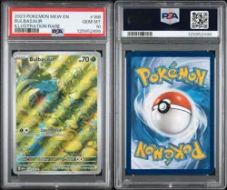💎 PSA GEM MINT 10 💎 2023 Pokemon Mew en Bulbasaur Illustration Rare Card 166 - Image 3