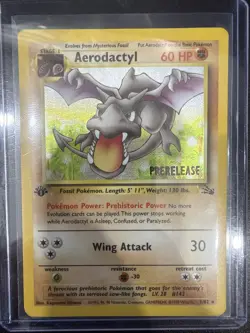 Pokemon Fossil AERODACTYL 1/62 Holo 1ST EDITION PRERELEASE - Image 1