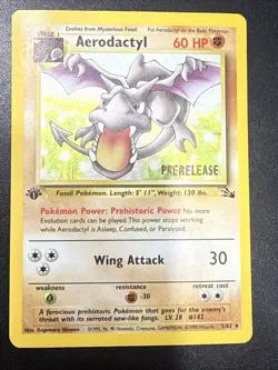 Pokemon Fossil AERODACTYL 1/62 Holo 1ST EDITION PRERELEASE - Image 2