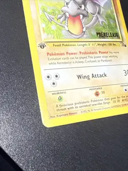 Pokemon Fossil AERODACTYL 1/62 Holo 1ST EDITION PRERELEASE - Image 3