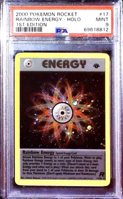 PSA 9 Rainbow Energy 17/82 2000 Pokemon Rocket 1st Edition Holo Rare Mint WOTC - Image 1