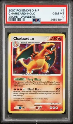 PSA 10 CHARIZARD 3 HOLO BLEED SECRET WONDERS DIAMOND & PEARL POKEMON 2007 - Image 1