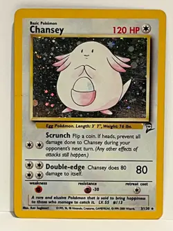 Vintage 2000 Pokemon TCG Base Set 2 CHANSEY HOLO Rare 31/130 HP English, Unltd - Image 1