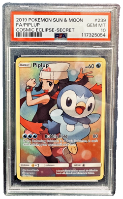 PIPLUP #239 PSA 10 • 2019 POKEMON SUN & MOON COSMIC ECLIPSE SECRET FULL ART - Image 1