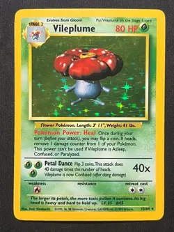 1999 POKEMON JUNGLE NO SYMBOL 15/64 VILEPLUME HOLO LIGHTLY PLAYED/LP - Image 1
