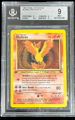 Pokemon Fossil 1st Edition Moltres Holo Rare BGS 9 - Image 1