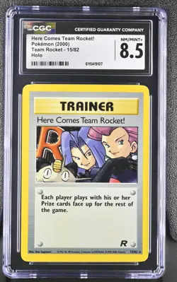 CGC 8.5 Here Comes Team Rocket! 2000 Team Rocket 15/82 Holo Pokemon Card - Image 1