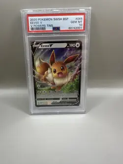2020 POKEMON SWSH BLACK STAR PROMO V POWERS TINS #065 EEVEE V PSA 10 - Image 3