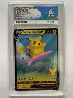 Pokemon 2021 Surfing Pikachu V 008/025 Celebrations Holo Ace 6 Ex-MT - Image 1