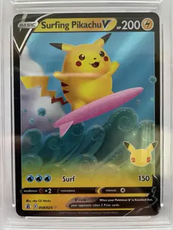 Pokemon 2021 Surfing Pikachu V 008/025 Celebrations Holo Ace 6 Ex-MT - Image 2