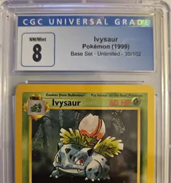 Ivysaur 30/102 Pokemon TCG 1999 Base Set Unlimited CGC 8 NM/Mint - Image 2