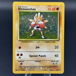 1999 Pokemon TCG Hitmonchan Base Set 7/102 Holo Unlimited Holo Rare - Image 1