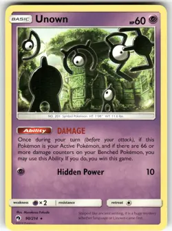 Unown (90) SM - Lost Thunder Rare Pokemon Lightly played - Image 1
