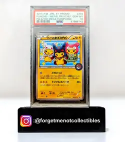 2015 POKEMON JPN XY PROMO PIKACHU MEGA CAMPAIGN PONCHO-WEARING PIKACHU PSA 10 - Image 1
