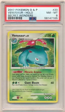 2007 POKEMON DIAMOND & PEARL SECRET WONDERS VENUSAUR HOLO #20 PSA 8 - Image 1
