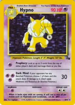 Hypno - Holo - 8/62 Fossil Set - WOTC - Pokemon TCG - 1999 - Image 1