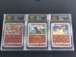 Pokemon TCG Chinese Charmander/ Charmeleon /Charizard Pyxis Gold 10 - Image 1