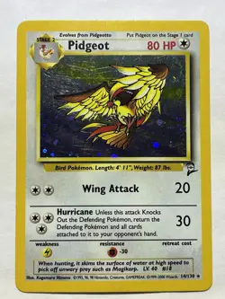 Pokemon TCG Pidgeot Base Set 2 Holo Unlimited Rare Card 14/130 LP Condition - Image 1